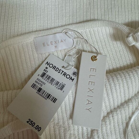 ELEXIAY Tami Rib Empire Waist Minidress handmade crochet In White size M NWT - Picture 7 of 12